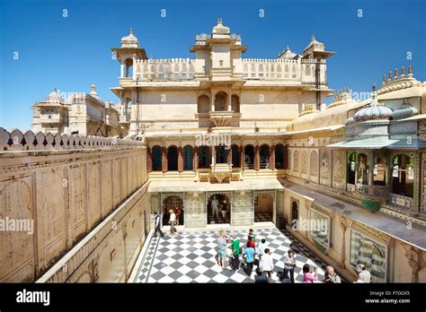 Udaipur - interior courtyard in the Udaipur City Palace, Udaipur Stock Photo, Royalty Free Image ...