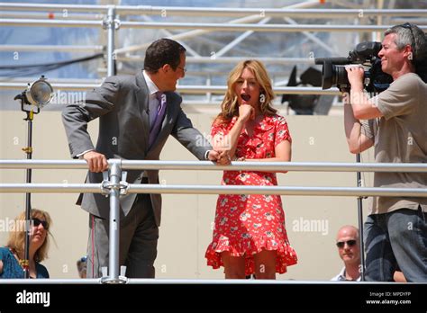 Cat Deeley in a pretty floral summer dress, presenting with co host ...