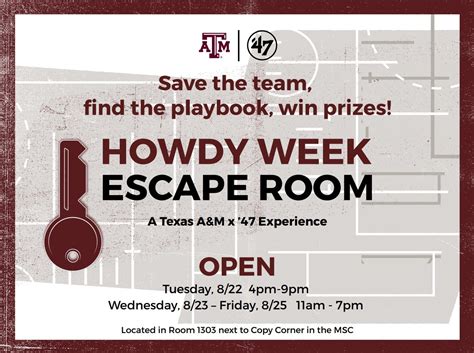 Howdy Week ‘Escape Room’ Experience Open Through Friday - Texas A&M Today