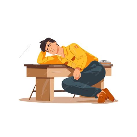 Premium Vector | Vector tired employee worker cartoon icon illustration