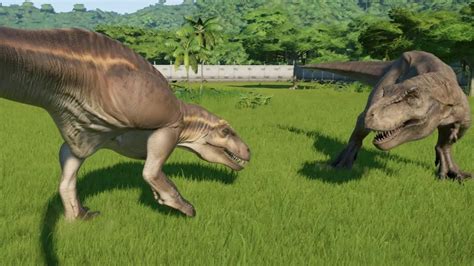 Acrocanthosaurus VS T-REX Update 1.7 - Jurassic World Evolution - YouTube