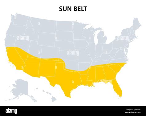 Sun belt map hi-res stock photography and images - Alamy