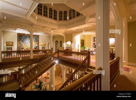 Main staircase and foyer at Crom Castle - Crichton family home Stock Photo: 87098306 - Alamy