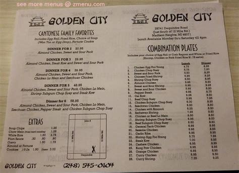 Menu at Golden City Restaurant, Madison Heights