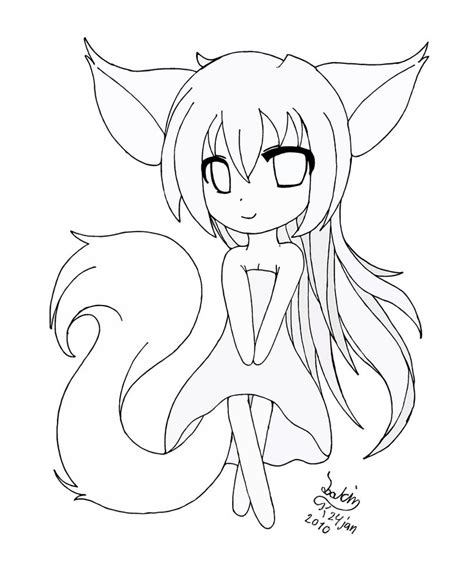 Chibi fox girl lineart by Joakaha on DeviantArt