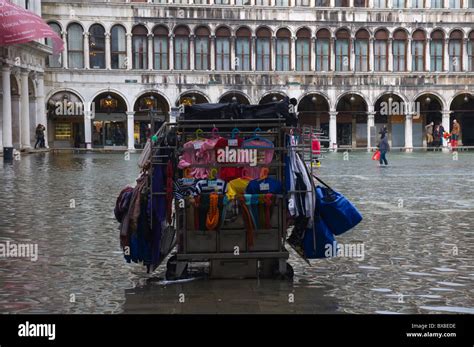 Piazza San Marco during high tide floods San Marco district Venice the Veneto northern Italy ...