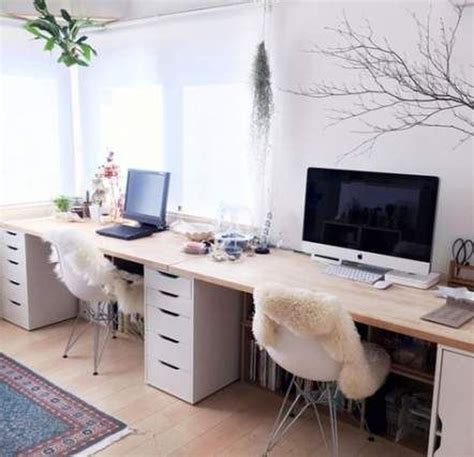 30 Inspiring Double Desk Home Office Design Ideas - MAGZHOUSE