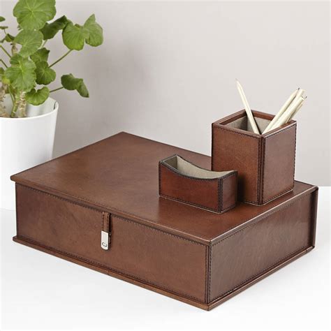 Leather Desk Organiser Set By Life Of Riley | notonthehighstreet.com