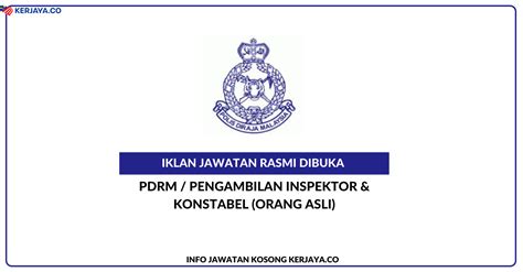 Jawatan Kosong Terkini PDRM / Pengambilan Inspektor & Konstabel • Kerja ...