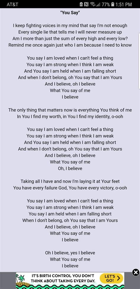 Lauren Daigle Lyrics You Say Quotes | Hot Sex Picture