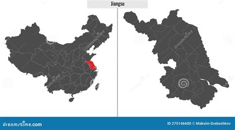 Map of Jiangsu Province of China Stock Vector - Illustration of state ...