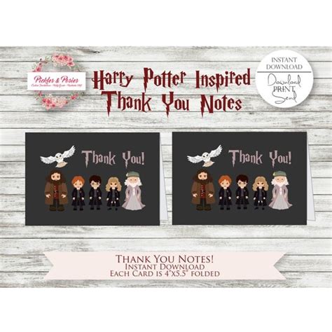 Harry Potter Thank You Notes Birthday Thank You Cards