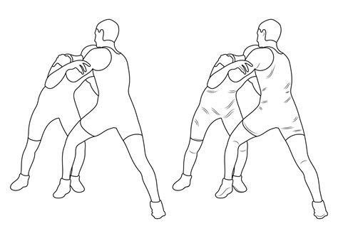 Silhouette outline athletes wrestlers in wrestling, duel, fight. Sketch ...