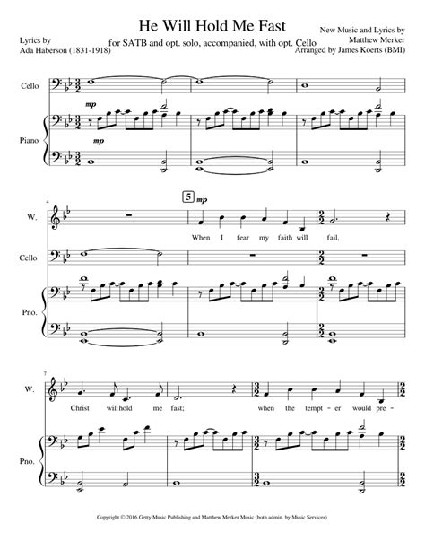 He Will Hold Me Fast Sheet music for Piano, Female, Male, Cello (SATB) | Musescore.com