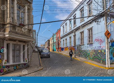 View of a Street in the Old Town of Valparaiso, Chile Editorial Stock ...