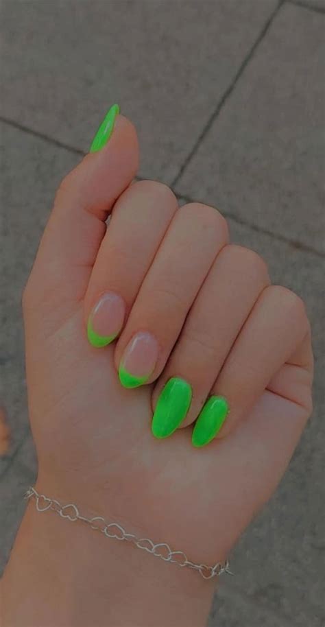 40+ Trendy Ways To Wear Green Nail Designs : Neon Green Nails