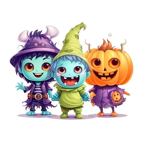 Cute Kids Wear Monsters Costume, Happy Halloween Party Celebration Concept, Halloween Monster ...