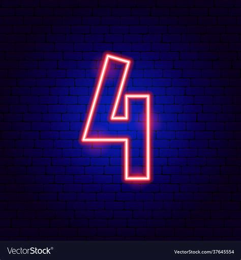 Number 4 neon sign Royalty Free Vector Image - VectorStock