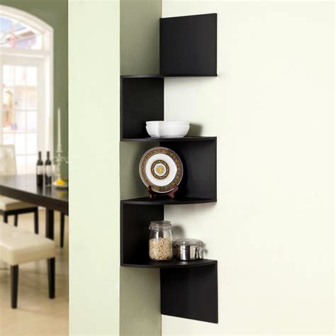 Hanging Corner Display Unit - 4 Shelves, Black Finish | DCG Stores