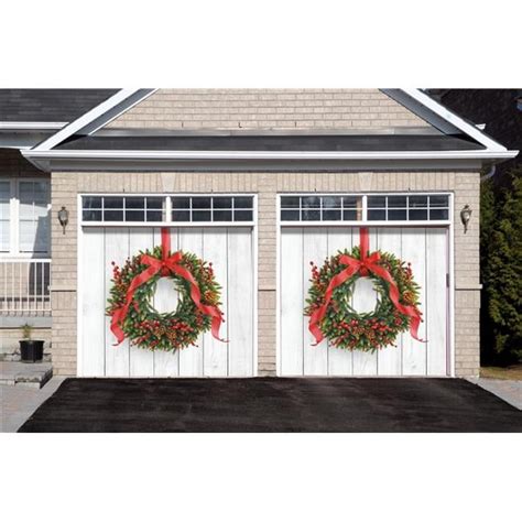 My Door Decor 285901XMAS-029 7 x 8 ft. Christmas Wreath Christmas Door Mural Sign Split Car ...