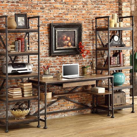 Industrial Wood Computer Desk Black Pipe Loft Writing Desk with Shelf | Rustikales haus, Haus ...