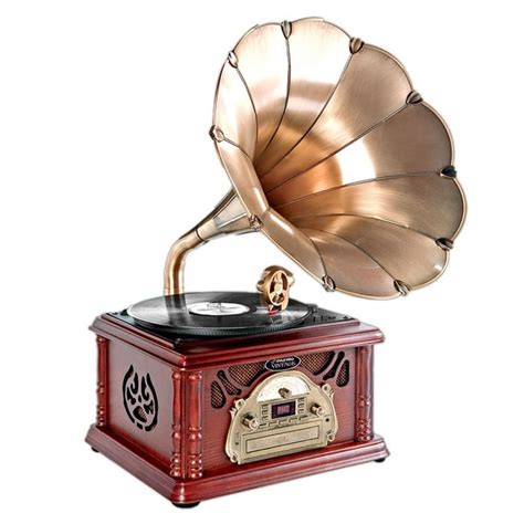Pyle PTCDCS3UIP - Retro Vintage Classic Style Turntable Phonograph Record Player with Horn and ...