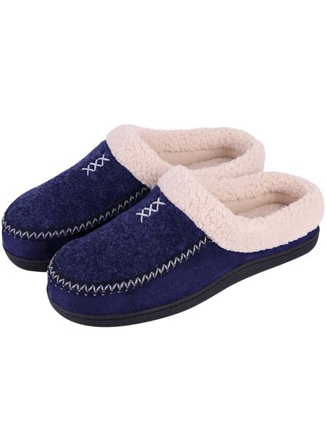 NOBLE - Men's Outdoor Faux Fur Lined Suede Slippers Casual Warm ...