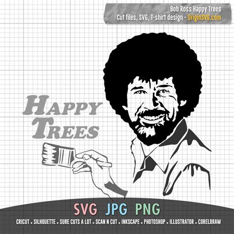 Bob Ross Happy Trees SVG Silhouette – Origin SVG Art