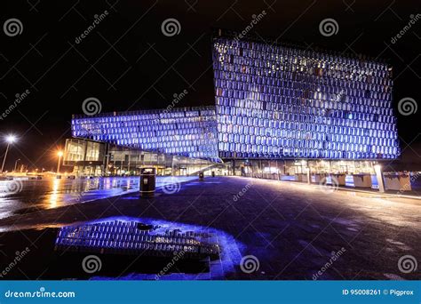 Night Scene of Harpa Concert Hall in Reykjavik Editorial Photo - Image ...