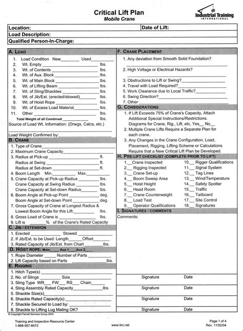 Critical Lift Plan Template - Flyer Template