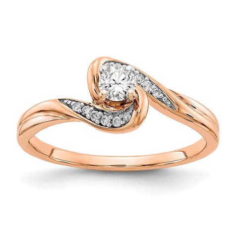 10k Rose Gold Diamond Bypass Engagement Ring - Diamonds by Monet