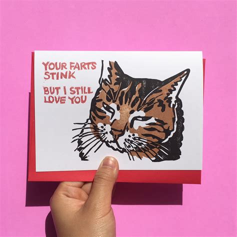 Judgmental cat meme your fart stinks but love you cat hand | Etsy