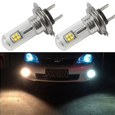 2X Automotive LED fog lights H7 3000LM 80W Car Lights Fog Lamps DRL ...