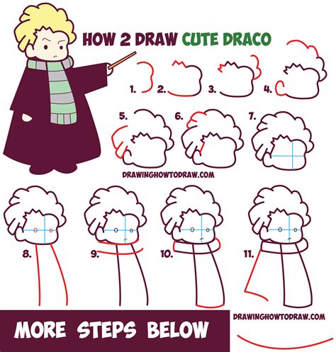 How to Draw Cute Draco Malfoy from Harry Potter (Chibi / Kawaii) Easy Step by Step Drawing ...