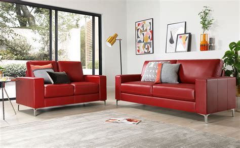 Baltimore Red Leather 3+2 Seater Sofa Set | Furniture Choice