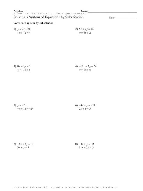 Substitution Method Worksheet Answers solving A System Of Equations by Substitution Worksheet ...