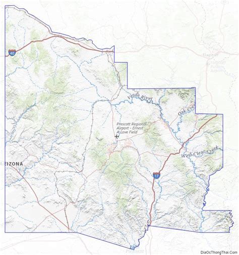 Topographic map of Yavapai County, Arizona | Bản đồ, Arizona