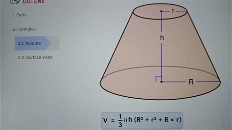 Volume of truncated cone formula - YouTube