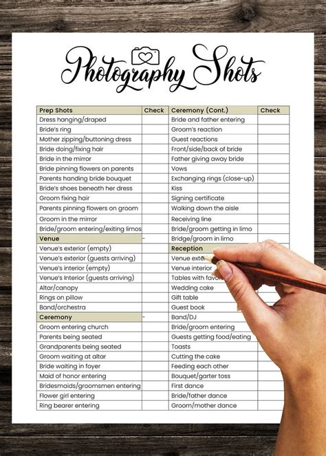 Wedding Photography Checklist Template, Wedding Photographer Business ...