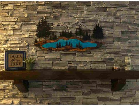 Mountain Lake Metal Art | Beautiful Fireplace Mantle Decor!