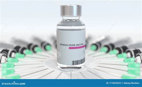 Vial with Dengue Fever Vaccine and Syringes. Conceptual Medical 3D Rendering Stock Illustration ...