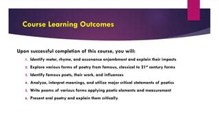 Week 1 lit244 evolution of poetry course introduction | PPT