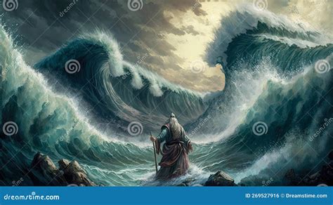 The Story Of Moses Parting The Red Sea. Ai Generated Illustration Royalty-Free Stock Photography ...