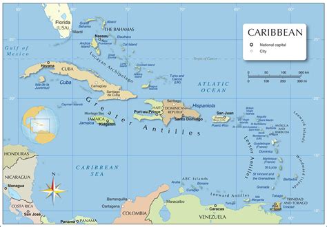 Maps Of Caribbean Islands Printable