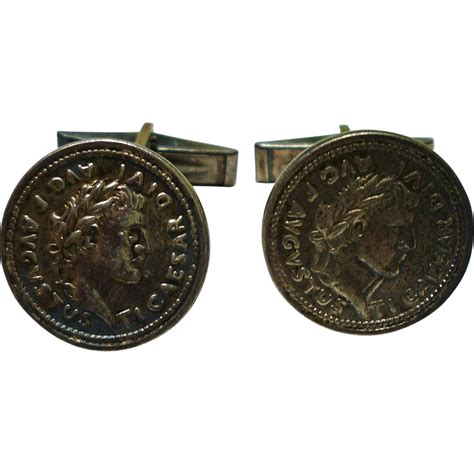 Augustus Caesar Coins Silver Cufflinks from chezmarianne on Ruby Lane