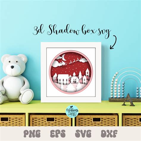 3d Christmas Shadow Box Svg Christmas Scene Shadow Box Svg - Etsy