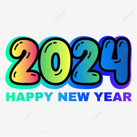 Colorful Gradient Happy New Year 2024 Vector, 2024 Clipart, Happy New ...