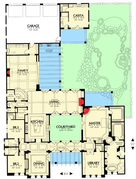 House Plans With Casitas And Courtyards - Modern Home Plans