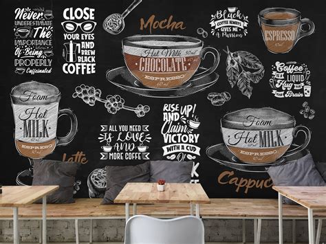 Cafe Shop Wallpaper Coffee Menu Wall Mural Easy Removable - Etsy