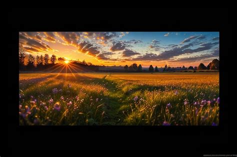 Premium AI Image | dewy meadow at dawn sunrise sunset the most ...